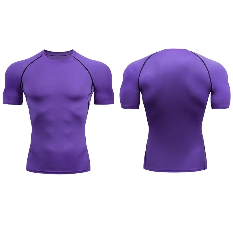 Men's Compression T-Shirt Summer Sportswear Running T shirt Elastic Quick Dry Sport Tops Tee Athletic Gym Workout T Shirts Men