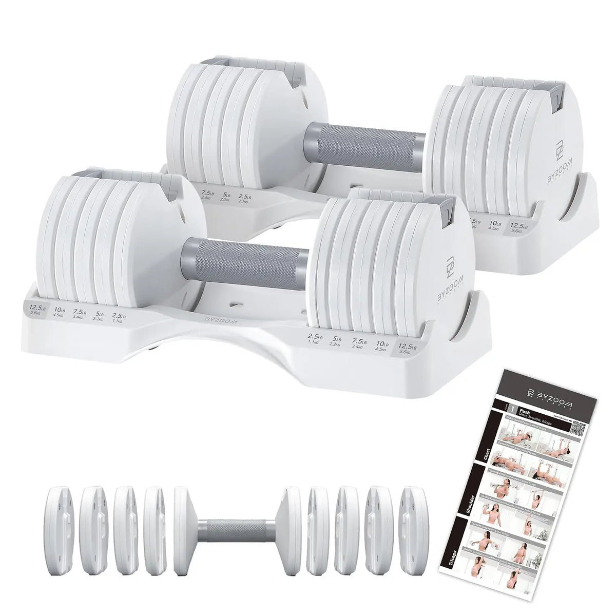Pure Series Adjustable Dumbbell - 12.5/25/27.5/50/55/75lb - ONE UNIT OR PAIR(check QTY before purchase) - 5-in-1/, Custom