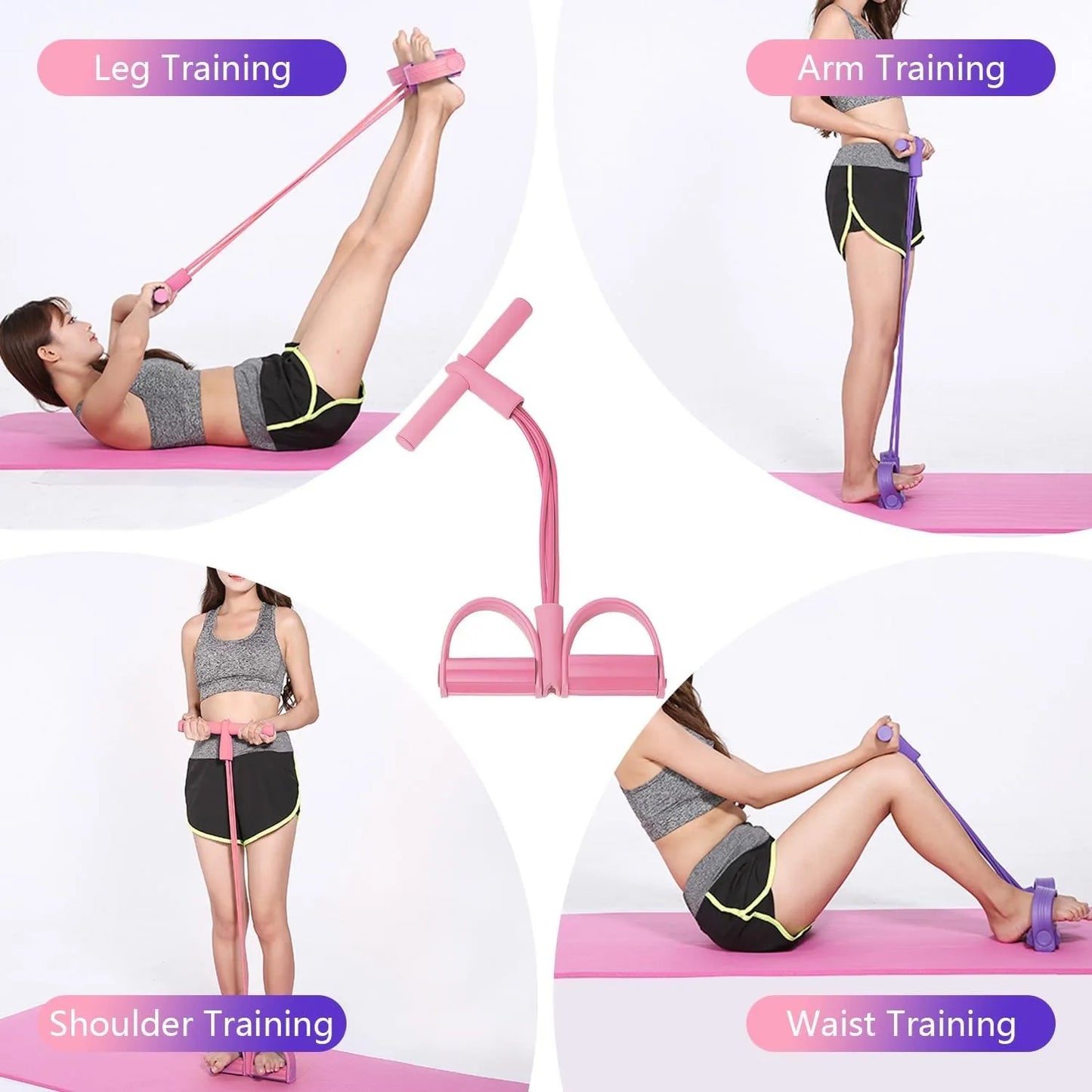 4-Tube Pedal Resistance Band Multifunction Tension Rope Elastic Yoga Puller Home Gym Body Stretching Trainer Workout Equipment