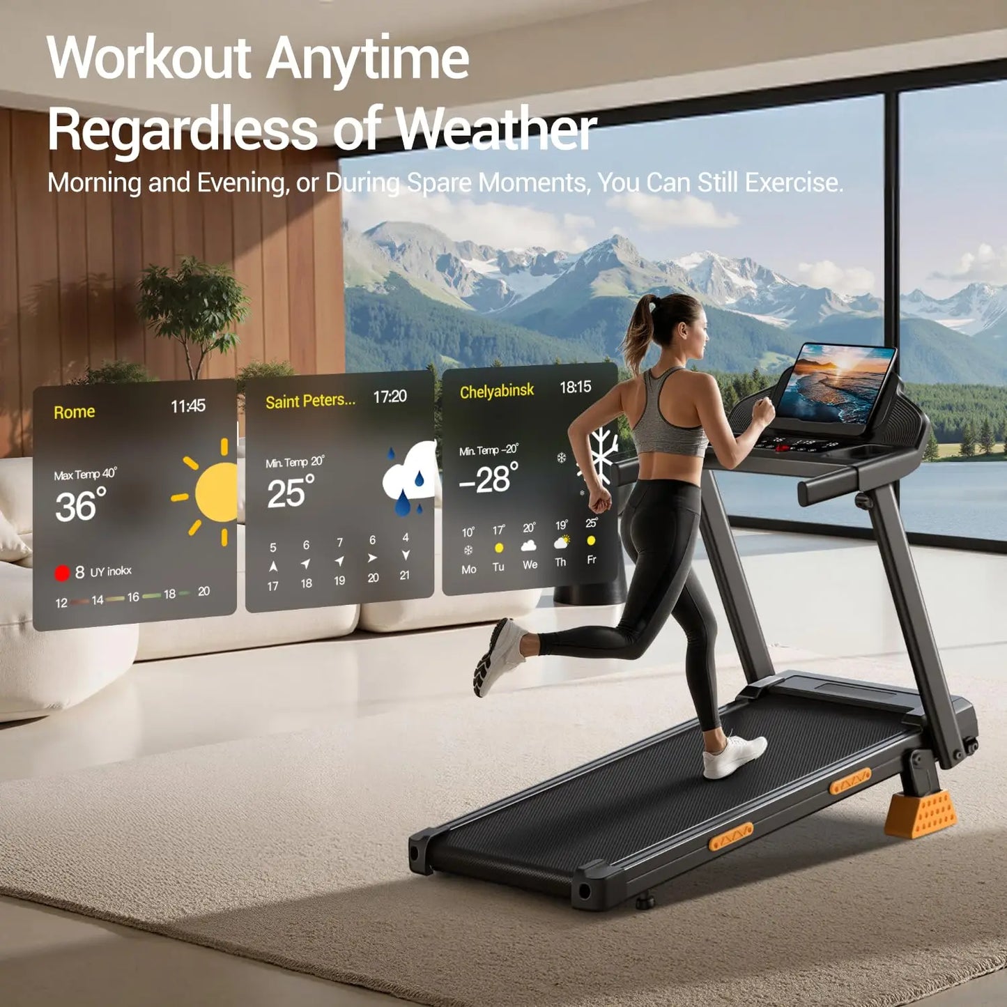 16% Treadmills for Home with Handle, 3 in 1 Portable Treadmill with Incline, Foldable Treadmill with Three Screen, 12, Custom