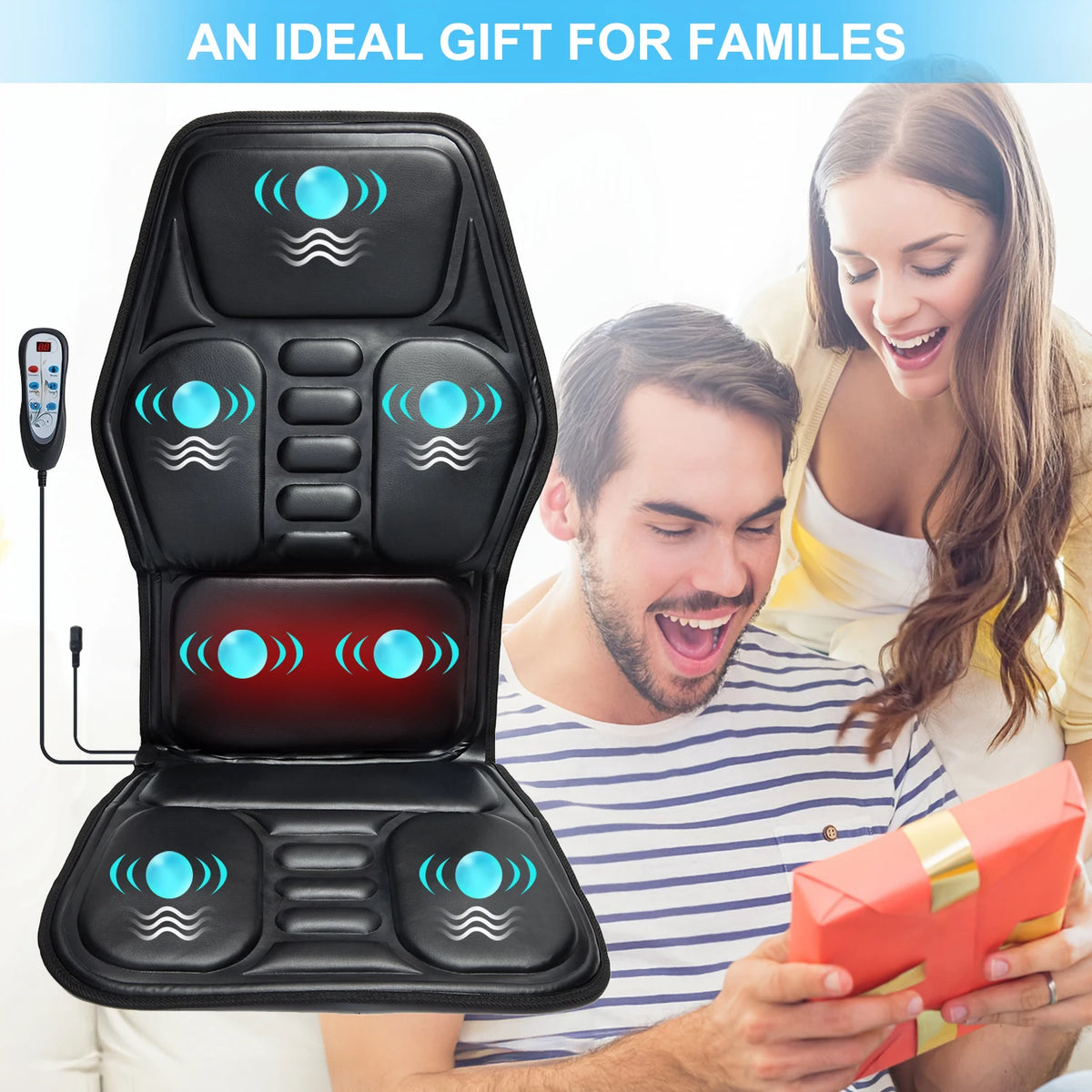 Massage Chair Pad with Heat, Back Massager Seat Cushion with 9 Modes for Pain Relief, Massage Pad for Office Home Car Relaxtion