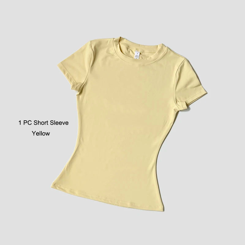 Yoga Set Women Sportswear Workout Clothes Athletic Wear Gym Legging Fitness Crop Top Short Sleeves Sports Suit
