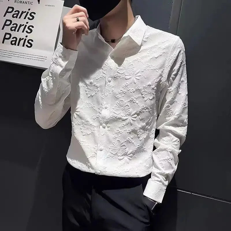 Shirts And Blouses For Men White Man Tops Plain Graphic Floral Clothing Korean Style Designer Fashion S Elegant Cheap Brand Cool