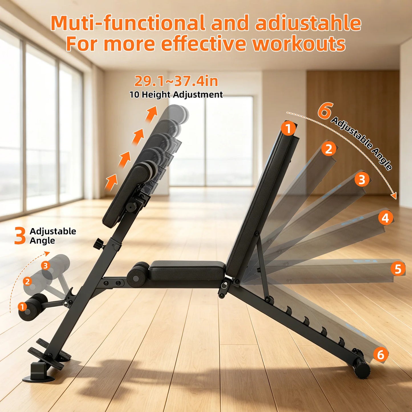 Adjustable Roman Chair Hyperextension Bench, 5mm Thick Steel Frame 660LBS Static Load 330LBS User Weight Capacity with 2 Resistance Bands Multi-Position Adjustment Suction Cup Anti-Slip Base for Home Gym Full Body Strength Tr