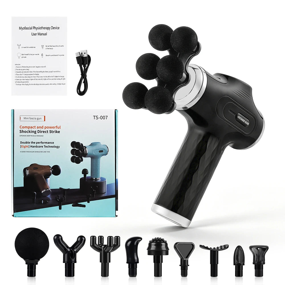 Mini 6-Heads Fascia Gun 38 Level High Frequency Vibration Body Massage Gun Muscle Relaxation Shoulde Waist Back Leg Arm Massager