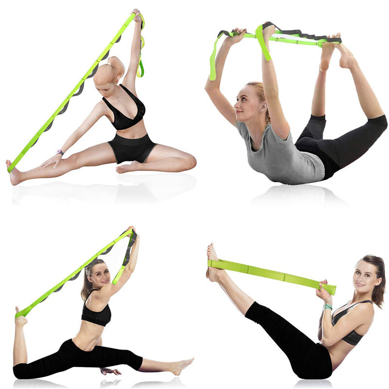 Yoga Strap Multi-Loop Strap 12 Loops Stretch Strap For Physical Therapy Pilates Dance And Gymnastics With Carry Bag