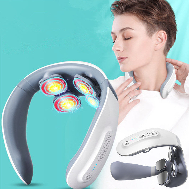 IPRee Smart Neck Meridian Massager 4 Head TENS Pulse Heating Cervical Massager Voice/Remote Control