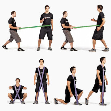 4pcs 8-85lb 2080x4.5mm Resistance Bands Set Heavy Duty Exercise Elastic Band Workout Ruber Loop Power Pilates Gym Fitness Equipment Training Expander Tube Bands Strength with Yoga Bag
