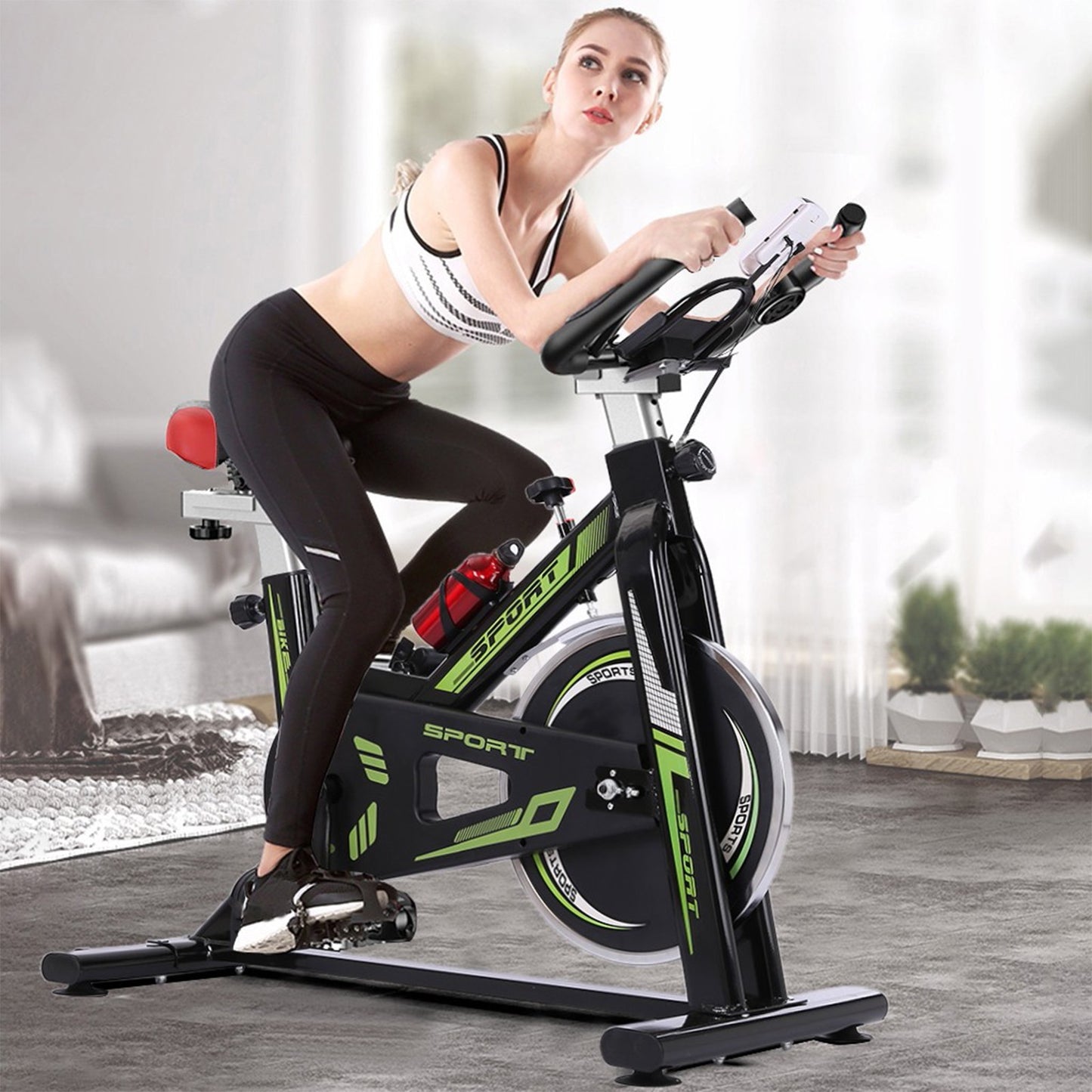 Stationary Indoor Bicycle-Bicycle With Tablet Stand And Comfortable Cushion