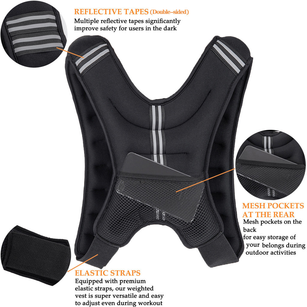 12lb Workout Weighted Vest Adjustable Weight Exercise Training Fitness