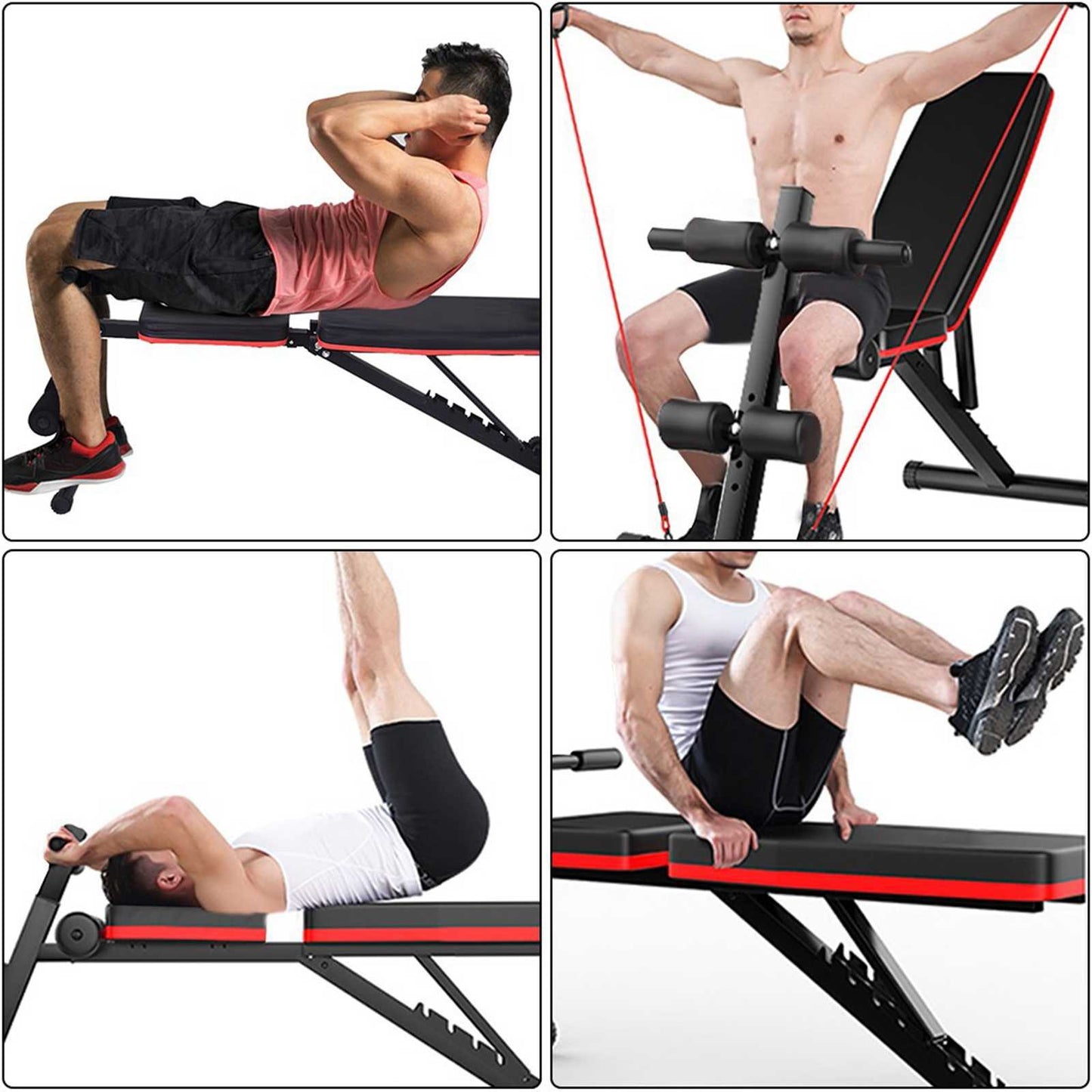 Adjustable Sit Up Incline Abs Bench Flat Fly Weight Press Fitness Rope