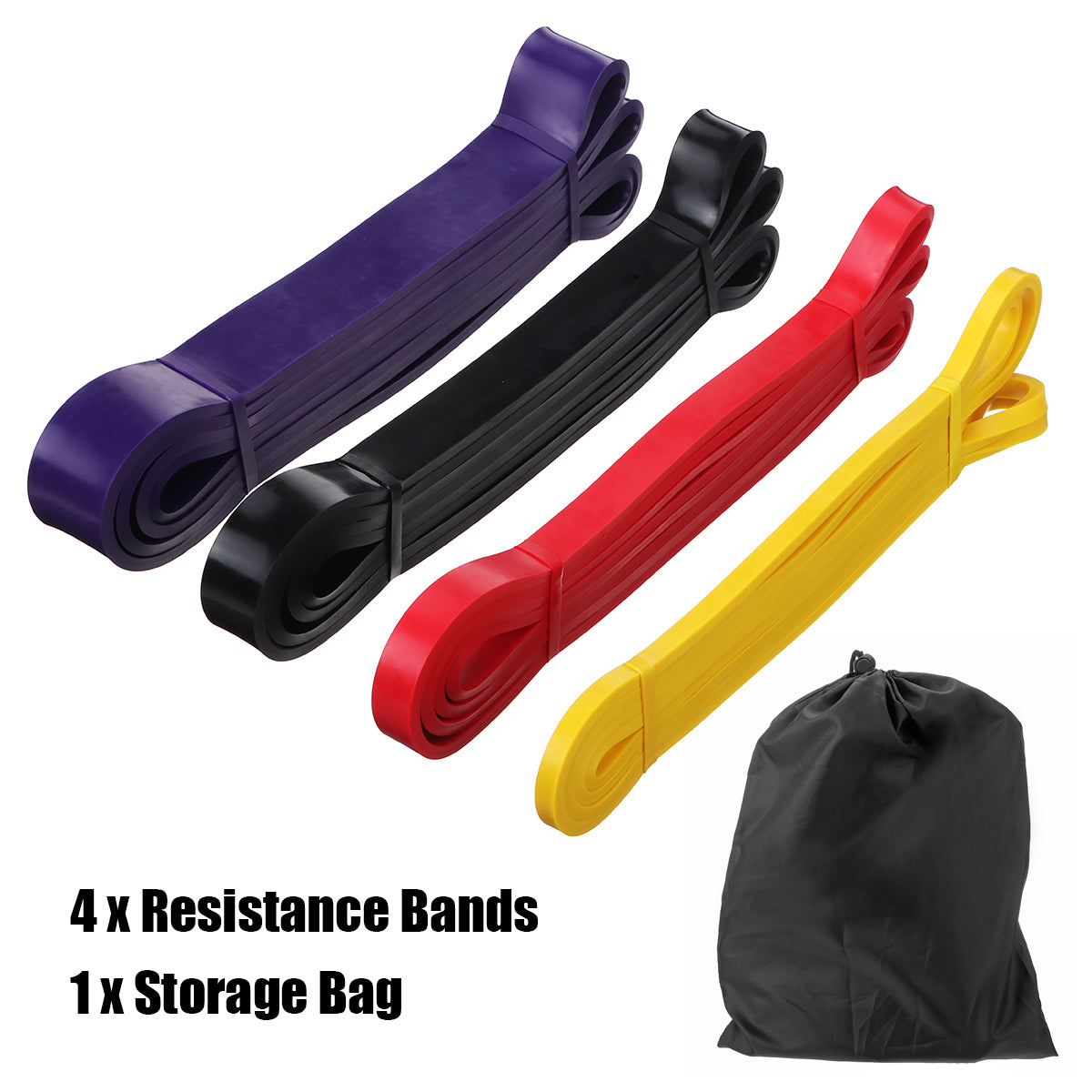 4pcs 8-85lb 2080x4.5mm Resistance Bands Set Heavy Duty Exercise Elastic Band Workout Ruber Loop Power Pilates Gym Fitness Equipment Training Expander Tube Bands Strength with Yoga Bag