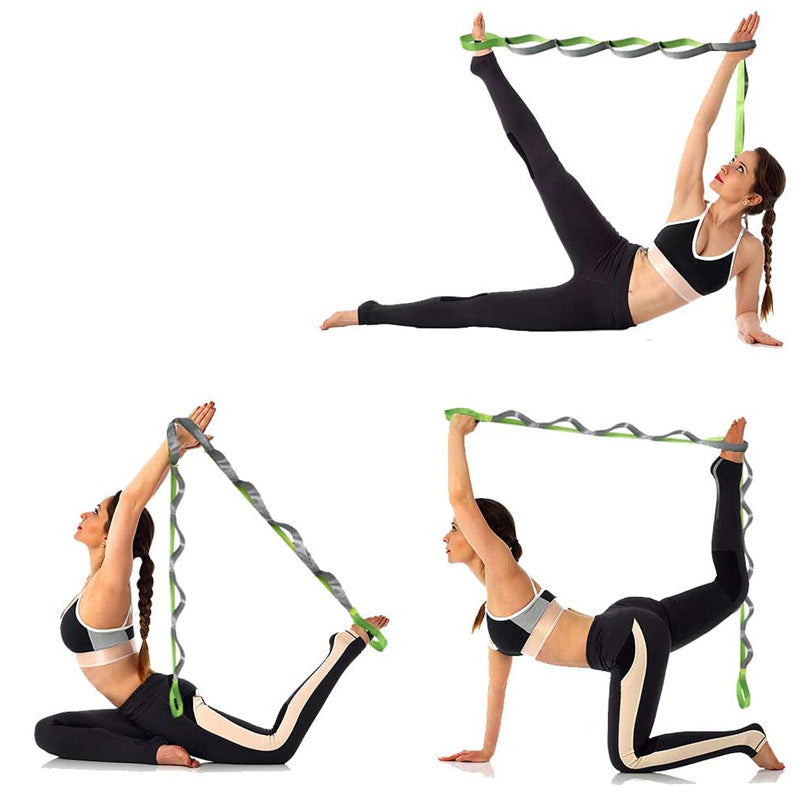 Yoga Strap Multi-Loop Strap 12 Loops Stretch Strap For Physical Therapy Pilates Dance And Gymnastics With Carry Bag
