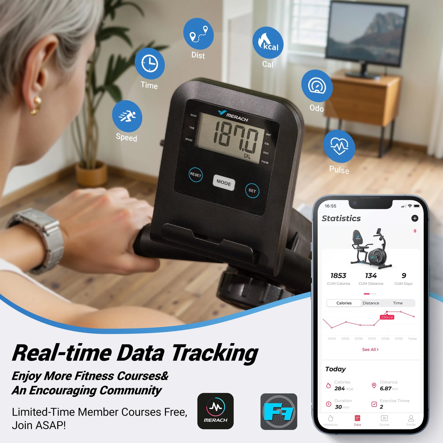 MERACH Recumbent Exercise Bike for Home Smart Bluetooth Exclusive App Connectivity LCD Heart Rate Handle Magnetic Recumbent Bike