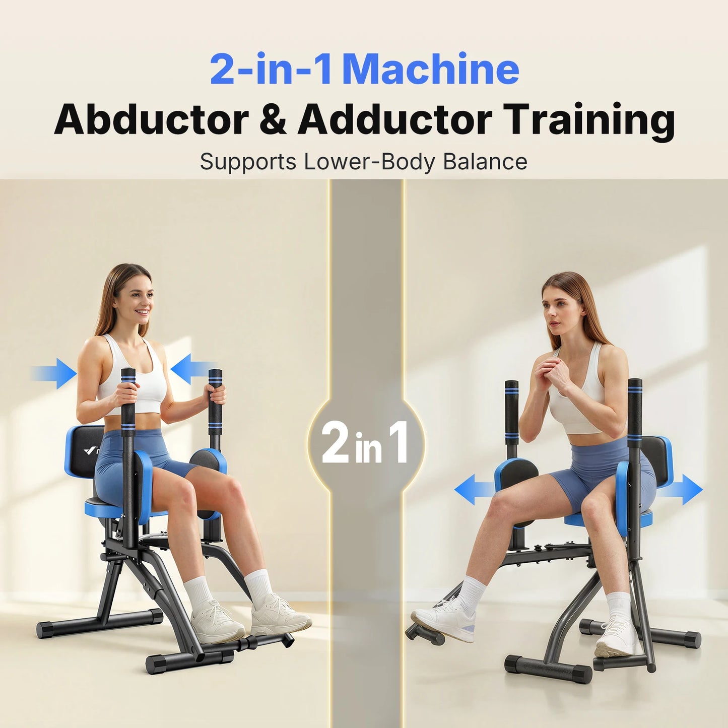 MERACH Hip Abductor Butt Toning Leg Adductor Trainer Machine Adjustable Resistance Glute & Inner Thigh Workout Equipment for Home Gym Leg Workout and Booty Builder with Bands and Dual Foot Bar 360° Rotating Leg Pads for Wome