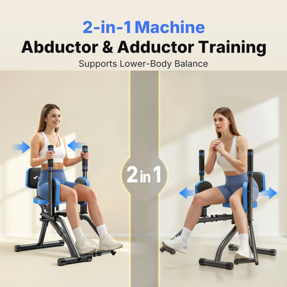 MERACH Hip Abductor Butt Toning Leg Adductor Trainer Machine Adjustable Resistance Glute & Inner Thigh Workout Equipment for Home Gym Leg Workout and Booty Builder with Bands and Dual Foot Bar 360° Rotating Leg Pads for Wome
