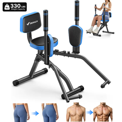 MERACH Hip Abductor Butt Toning Leg Adductor Trainer Machine Adjustable Resistance Glute & Inner Thigh Workout Equipment for Home Gym Leg Workout and Booty Builder with Bands and Dual Foot Bar 360° Rotating Leg Pads for Wome