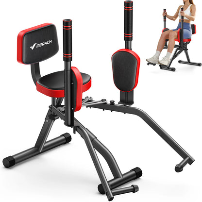 MERACH Hip Abductor Butt Toning Leg Adductor Trainer Machine Adjustable Resistance Glute & Inner Thigh Workout Equipment for Home Gym Leg Workout and Booty Builder with Bands and Dual Foot Bar 360° Rotating Leg Pads for Wome