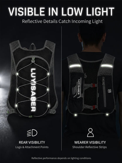 Lightweight Cycling Hydration Backpack Reflective Running Vest Water Resistant Trail Pack for Hiking Marathon Men Women