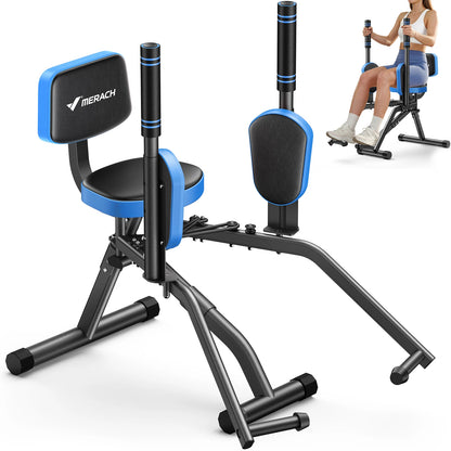 MERACH Hip Abductor Butt Toning Leg Adductor Trainer Machine Adjustable Resistance Glute & Inner Thigh Workout Equipment for Home Gym Leg Workout and Booty Builder with Bands and Dual Foot Bar 360° Rotating Leg Pads for Wome