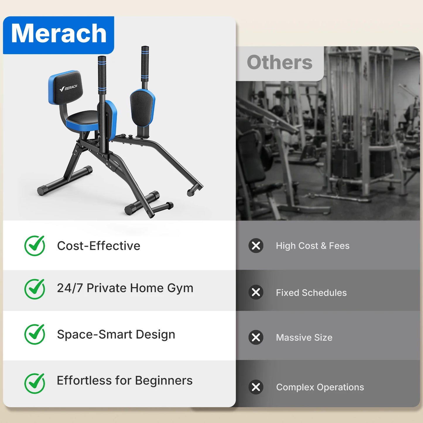 MERACH Hip Abductor Butt Toning Leg Adductor Trainer Machine Adjustable Resistance Glute & Inner Thigh Workout Equipment for Home Gym Leg Workout and Booty Builder with Bands and Dual Foot Bar 360° Rotating Leg Pads for Wome