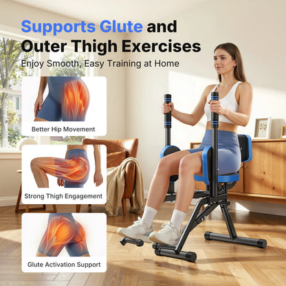 MERACH Hip Abductor Butt Toning Leg Adductor Trainer Machine Adjustable Resistance Glute & Inner Thigh Workout Equipment for Home Gym Leg Workout and Booty Builder with Bands and Dual Foot Bar 360° Rotating Leg Pads for Wome