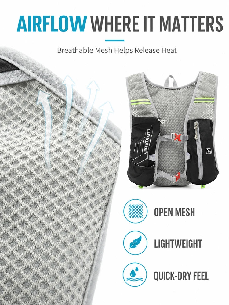 Lightweight Cycling Hydration Backpack Reflective Running Vest Water Resistant Trail Pack for Hiking Marathon Men Women