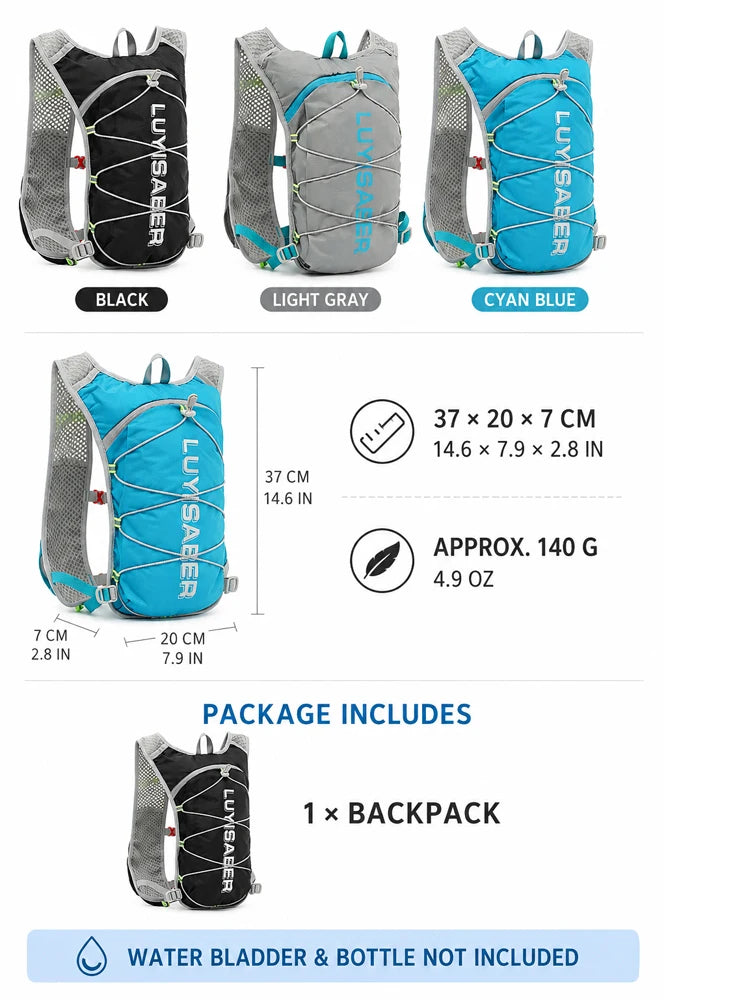 Lightweight Cycling Hydration Backpack Reflective Running Vest Water Resistant Trail Pack for Hiking Marathon Men Women