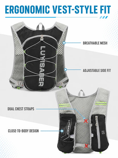 Lightweight Cycling Hydration Backpack Reflective Running Vest Water Resistant Trail Pack for Hiking Marathon Men Women