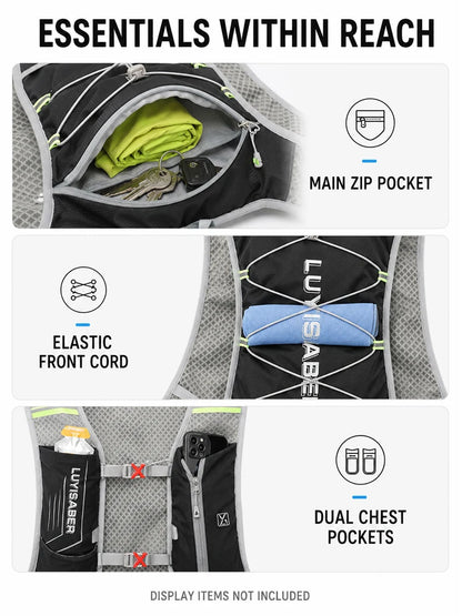 Lightweight Cycling Hydration Backpack Reflective Running Vest Water Resistant Trail Pack for Hiking Marathon Men Women
