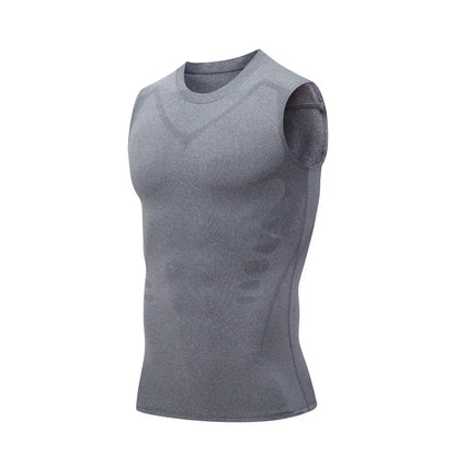 Summer Men Shapewear Ionic Shaping Vest Sleeveless Shirt Tight Compression Shirts Tank Top Body Shaper Breathable Ice Silk Vest