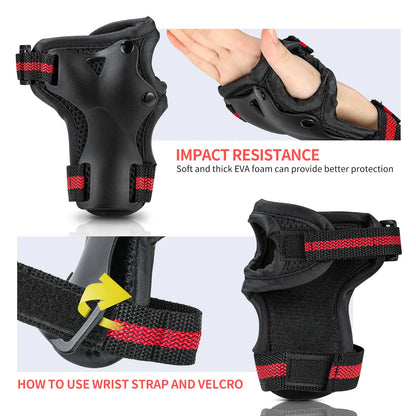 Youth & Kids Knee Pads Elbow Pads with Wrist Guards Protective Set for Biking, Cycling, Inline Roller Skating and Multi-Sports