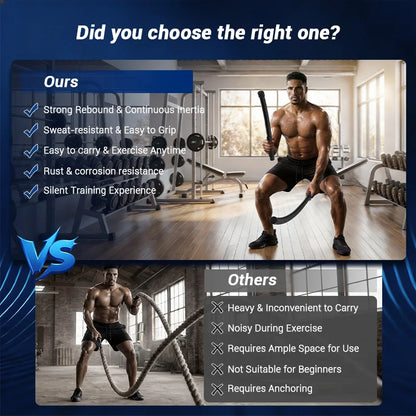 UMAY Ropeless Battle Rope, Low‑Noise Resistance Exercise Rope, Portable Cordless Training Rope for Full‑Body Workout Home Gym Fitness Equipment