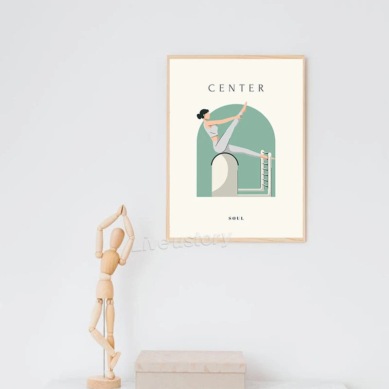 Yoga Asana Line Art Prints Pilates Teaching Posters Modern Minimalist Yoga Poses Canvas Painting Pilates Studio Wall Decor