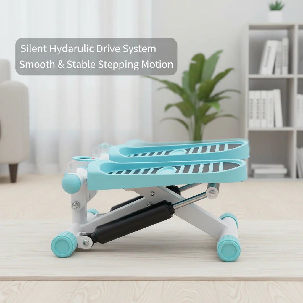 Portable Fitness Stepper with Adjustable Resistance, Hydraulic Drive Mini Stepper for Home Office Workout, LED Display Monitor Steps Time Calories, 330 lbs Capacity, Blue