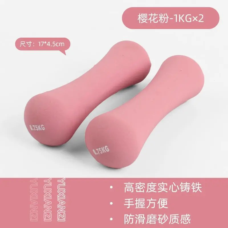 Gym At Home Hand Weights Set Pilates Yoga Strength Neoprene Weights Gym Home 2kg Ergonomic Bone Dumbbell 0.75kg 1kg