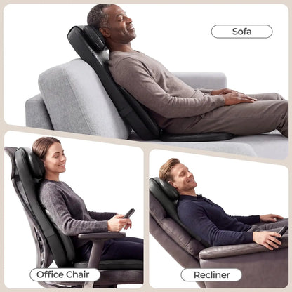 Portable Full Body Massage Chair Pad Shiatsu Kneading Seat with Heat And Compression for Neck Back Shoulder UL Adapter Included Shiatsu Neck Back Massager with Heat, Adjustable Massage Chair Pad Back Support Massage Seat Cush