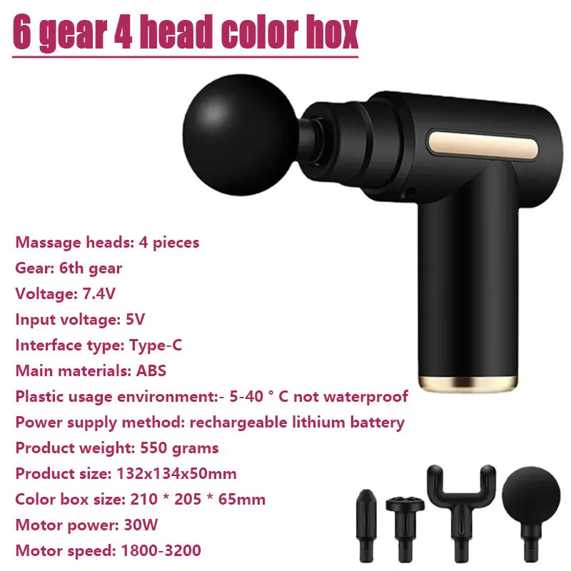 Mini Massage Gun Electric Shock Muscle Relaxation Vibration Fitness Massager For Body Neck Back Ladies Home Travel Fascia Gun