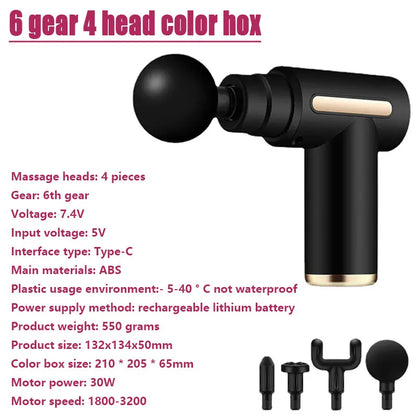 Mini Massage Gun Electric Shock Muscle Relaxation Vibration Fitness Massager For Body Neck Back Ladies Home Travel Fascia Gun