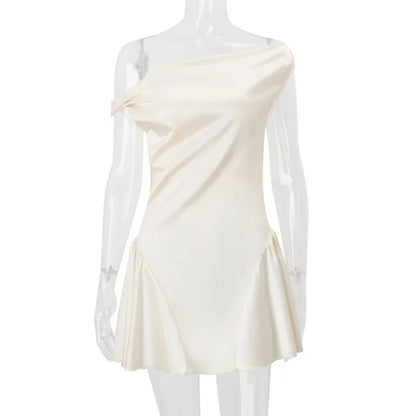 Women's Clothing 2026 Autumn French Sexy Pure Desire Sweet Temperament Waist Satin Dress Short Skirt
