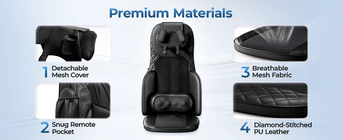 Portable Full Body Massage Chair Pad Shiatsu Kneading Seat with Heat And Compression for Neck Back Shoulder UL Adapter Included Shiatsu Neck Back Massager with Heat, Adjustable Massage Chair Pad Back Support Massage Seat Cush
