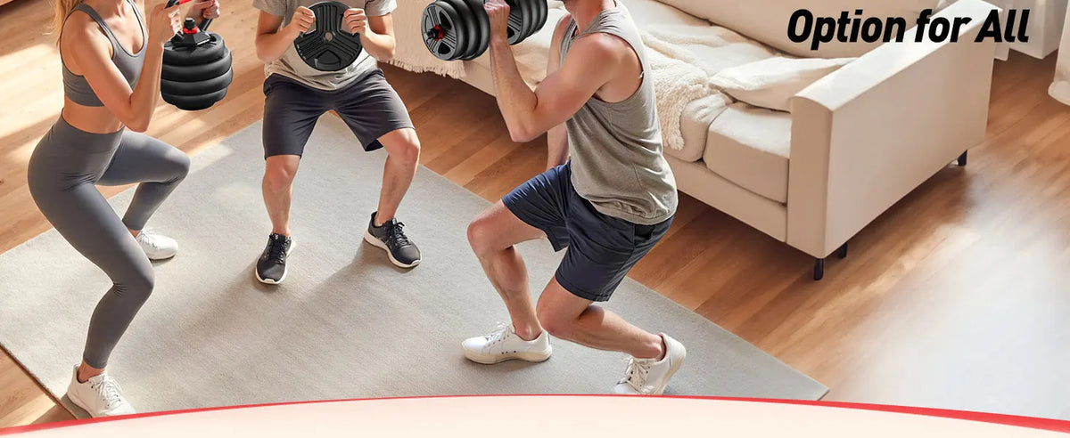 FITPLAM Adjustable 5 in 1 Free Weights Set, 20/35/45/70/90LB Dumbbell Set, Convertible to Barbell Kettlebell Push Up Stand