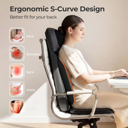 Shiatsu Neck Back Massager with Heat, Adjustable Massage Chair Pad Back Support Massage Seat Cushion for Full Body Massager Gifts for Dad Mom, Adjustable Intensity and Height for Office Chair and Home Use