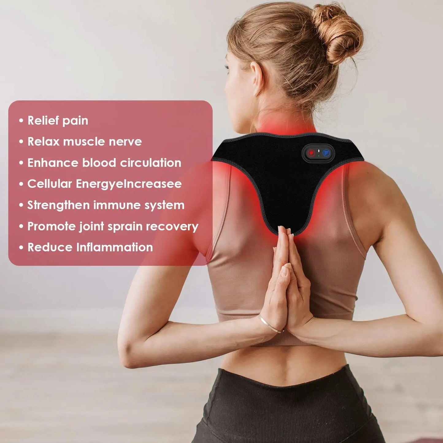 Wireless LED Red Light Thermal Pad Therapy Massage Belt 660&850 nm Infrared Therapy Neck and Shoulder&Prostate Therapy Device