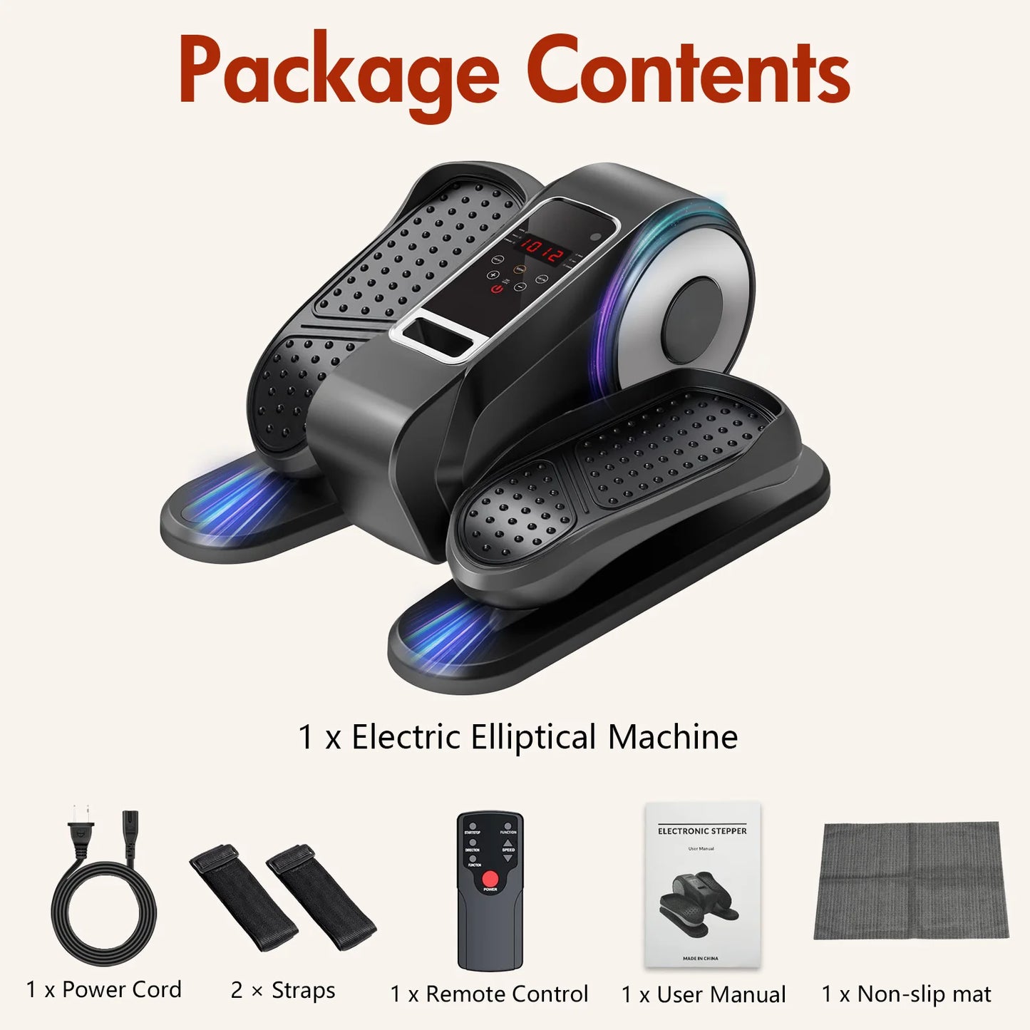 Under Desk Elliptical Machine Portable Mini Leg Exerciser Fully Assembled Quiet Electric Seated Pedal with Remote Control and LCD Display 12 Manual and Automatic Modes for Teens Seniors and Adults
