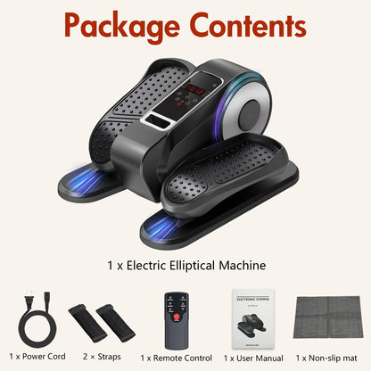 Under Desk Elliptical Machine Portable Mini Leg Exerciser Fully Assembled Quiet Electric Seated Pedal with Remote Control and LCD Display 12 Manual and Automatic Modes for Teens Seniors and Adults