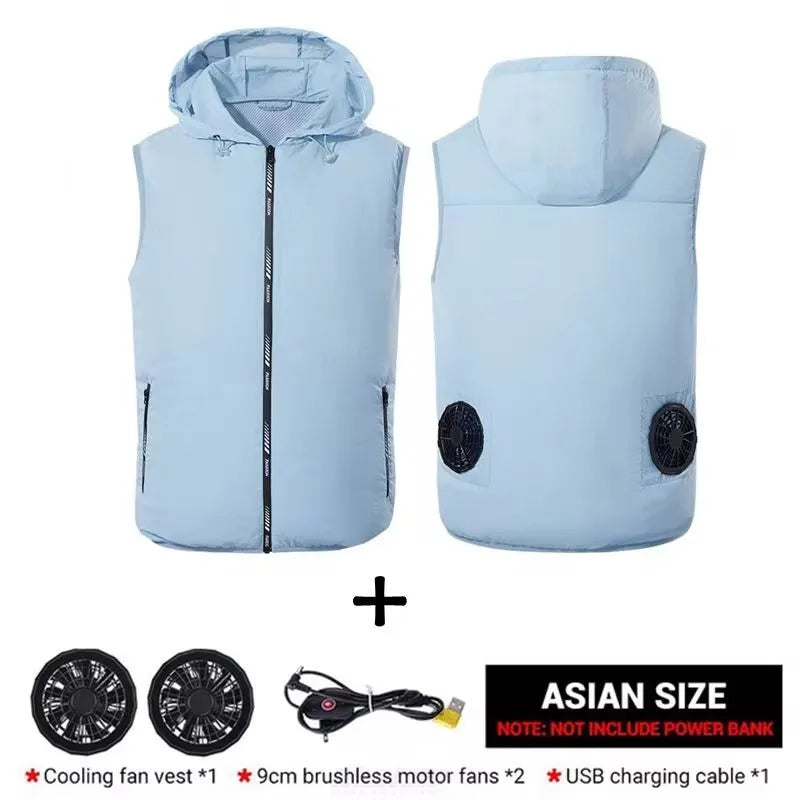 Summer Sport Fan Air Condition Cool Man Woman Travel Ultralight Brand Outdoor Vest Clothes Jacket Sun Windbreaker Fishing Worker
