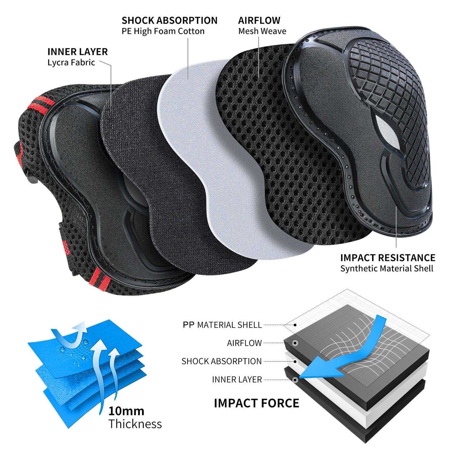 Youth & Kids Knee Pads Elbow Pads with Wrist Guards Protective Set for Biking, Cycling, Inline Roller Skating and Multi-Sports