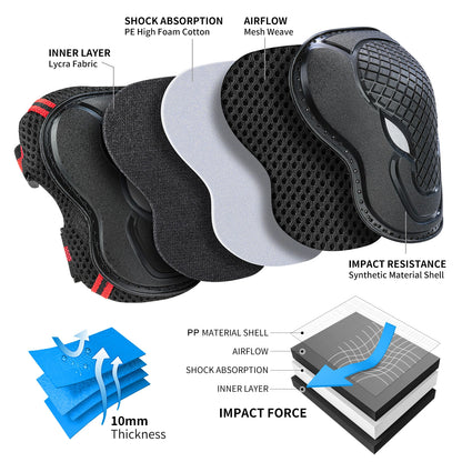 Youth & Kids Knee Pads Elbow Pads with Wrist Guards Protective Set for Biking, Cycling, Inline Roller Skating and Multi-Sports