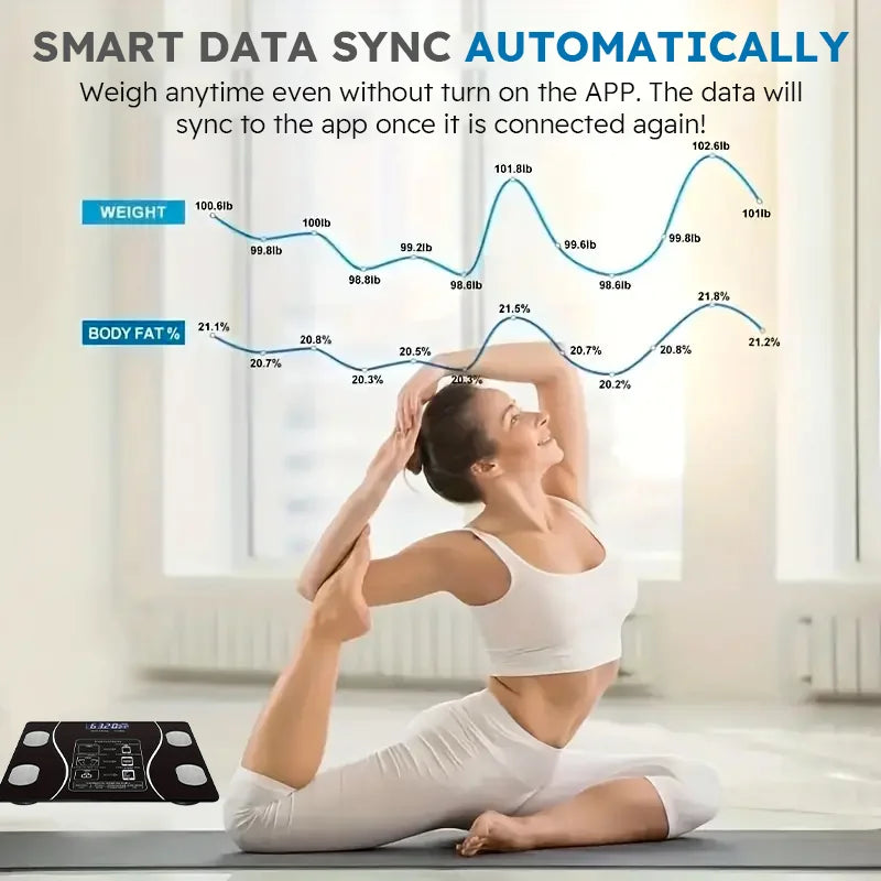 Smart Body Fat Scale Wireless LED Digital Bathroom Weight Scale Body Composition Analyzer Testing Scale